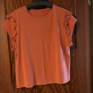 A New Day Women's Ruffled Sleeve Top - Orange